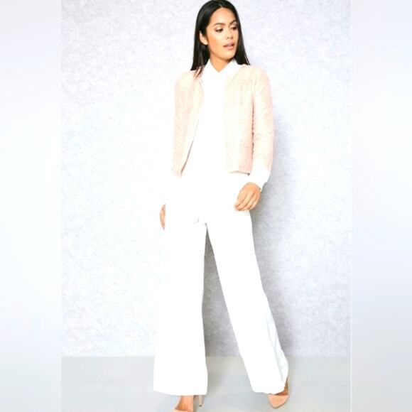 J.Crew Suiting Classy Short Jacket Sz 4 BEIGE Metallic Tweed Zip Pockets Luxury - Picture 6 of 16